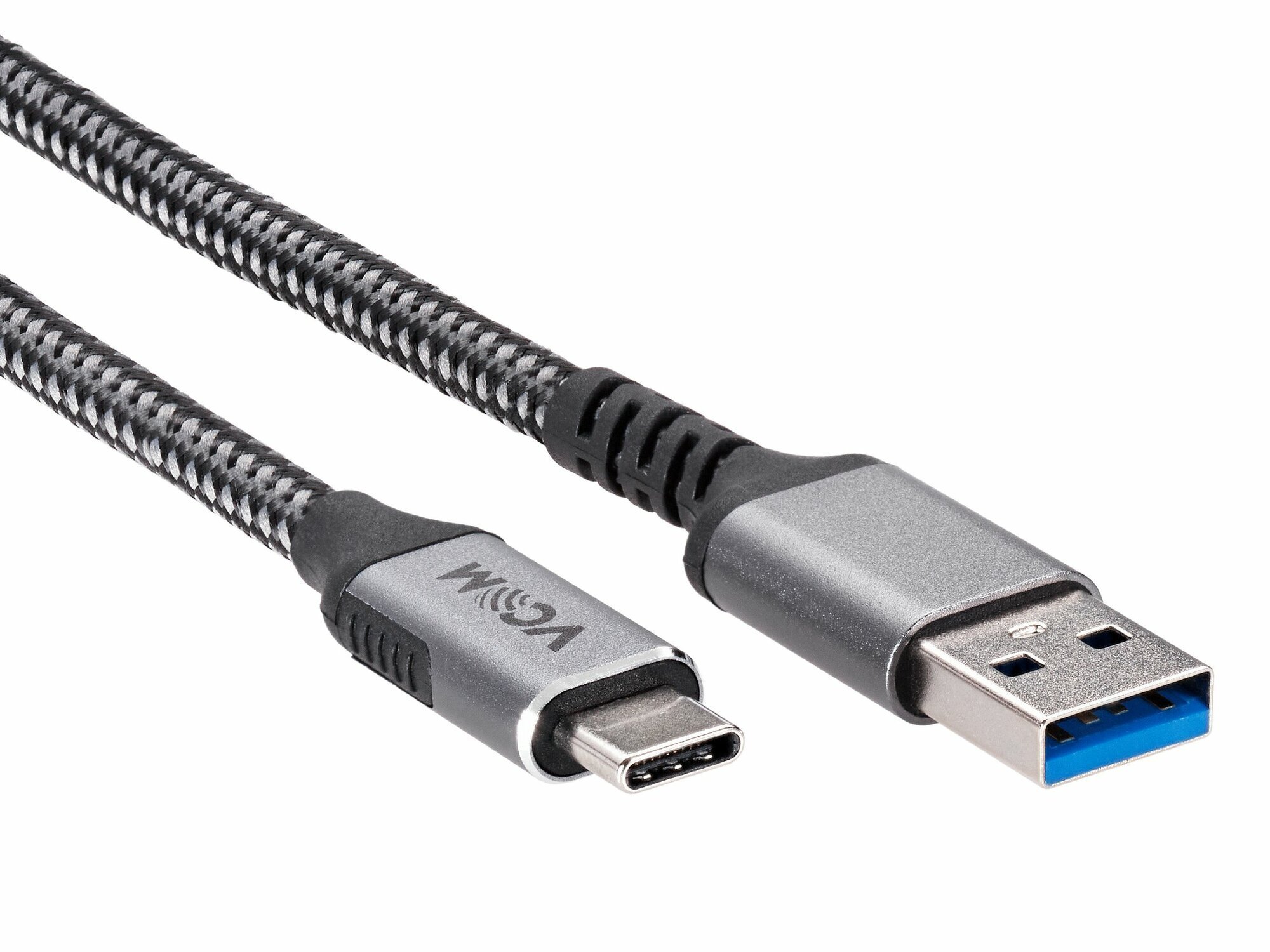 

Кабель USB-USB Type-C, 3А, 2 м, серебристый/черный, VCOM CU401M (CU401M-2M), CU401M