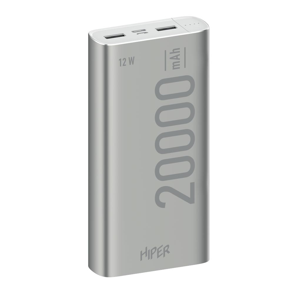 

Портативный аккумулятор (Powerbank) HIPER METAL 20K, 20 А·ч, 2xUSB, 2.4А, серебристый (METAL 20K SILVER), METAL 20K