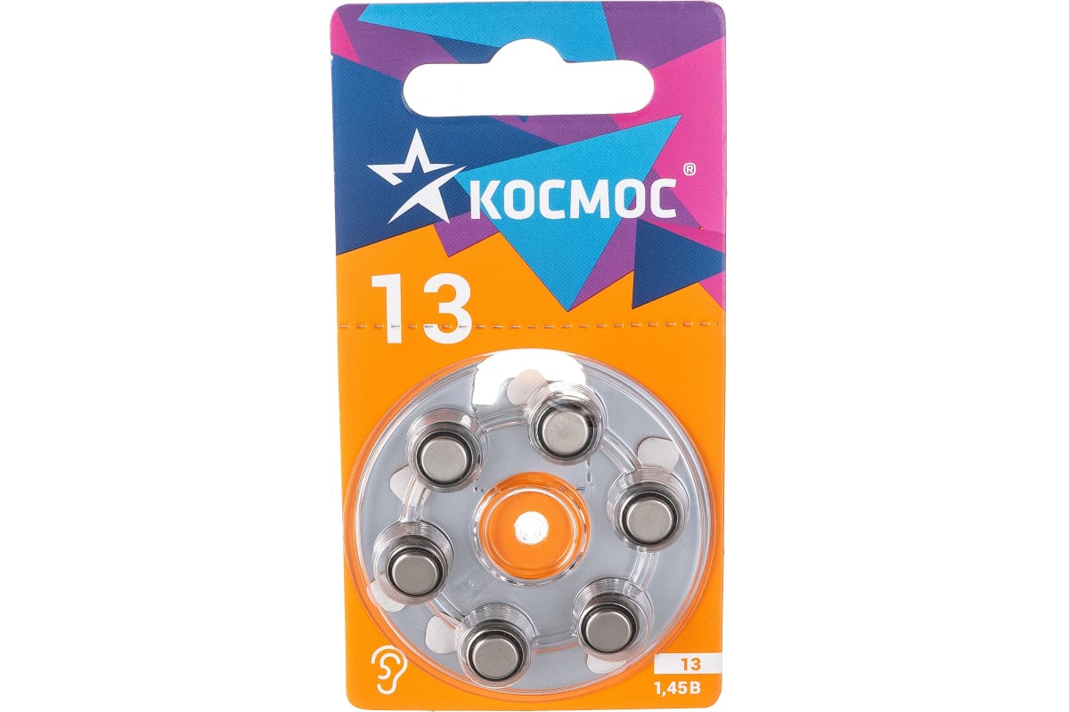 

Батарея Космос для слухового аппарата, ZA13, 1.45V, 6 шт. (KOCZA-13BL6)