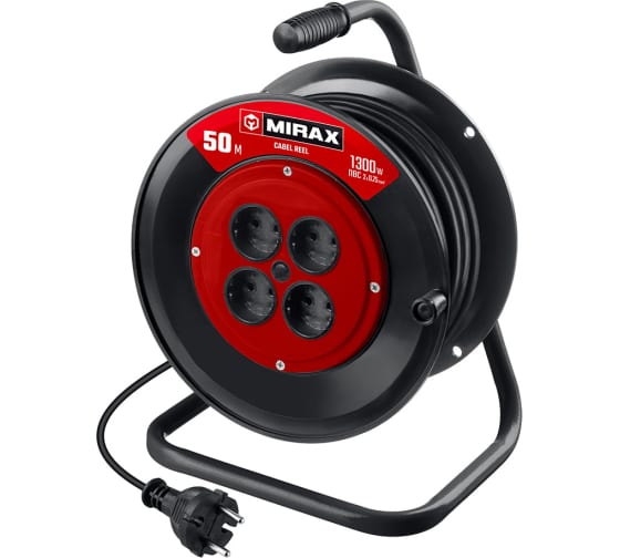 

Удлинитель на катушке MIRAX, 4-розетки, 50 м, черный (55052-50)