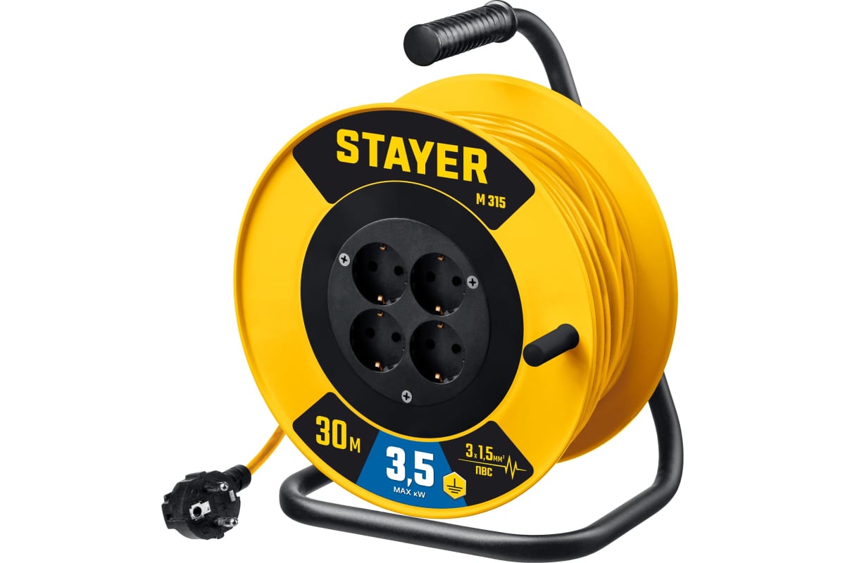 Удлинитель на катушке STAYER M-315 4-розетки, 30 м