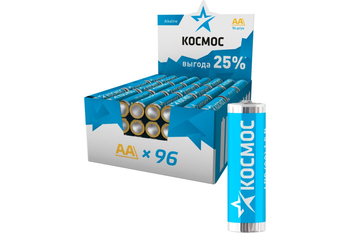 

Батарея Космос AA (LR06/15А), 1.5V, 96 шт. (KOCLR6_96BOX)