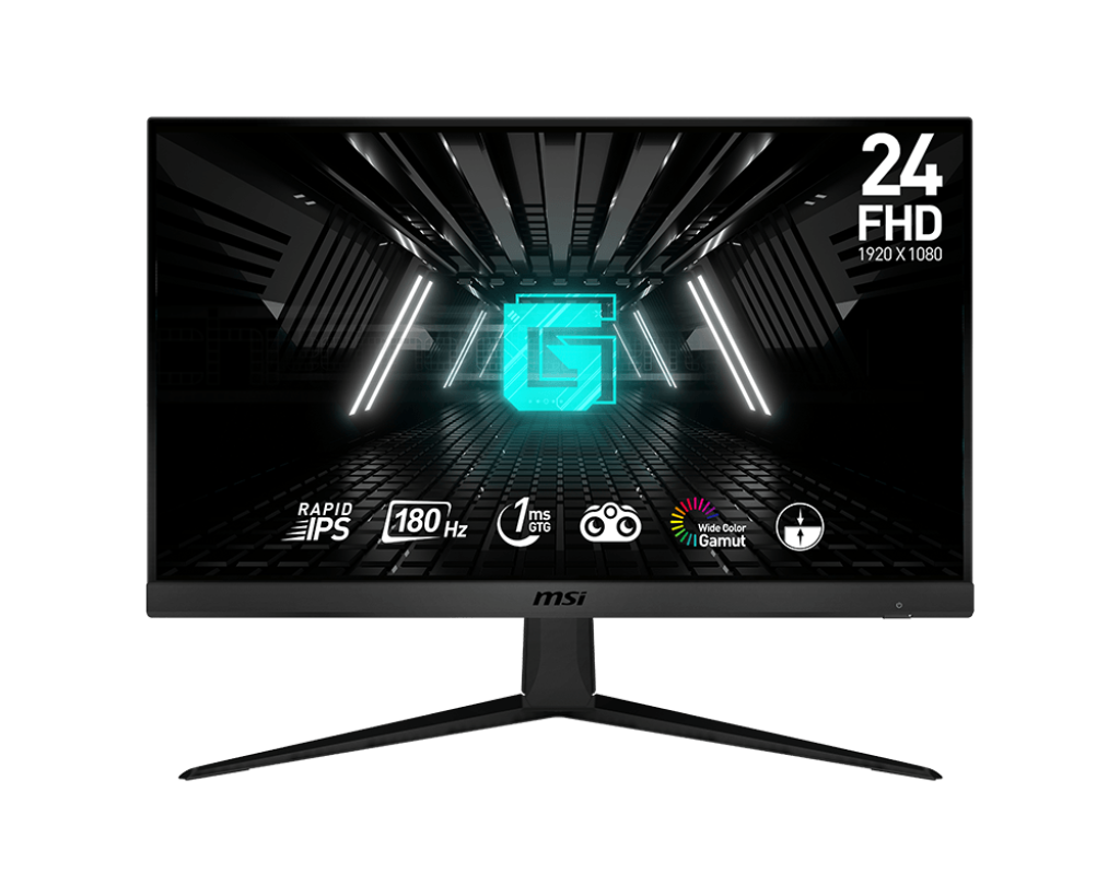 

Монитор 23.8" MSI G2412F Rapid IPS, 1920x1080 (16:9), 300кд/м2, 180 Гц, 1 мс, 178°/178°, HDMI, DisplayPort, черный (9S6-3BB91T-006), G2412F