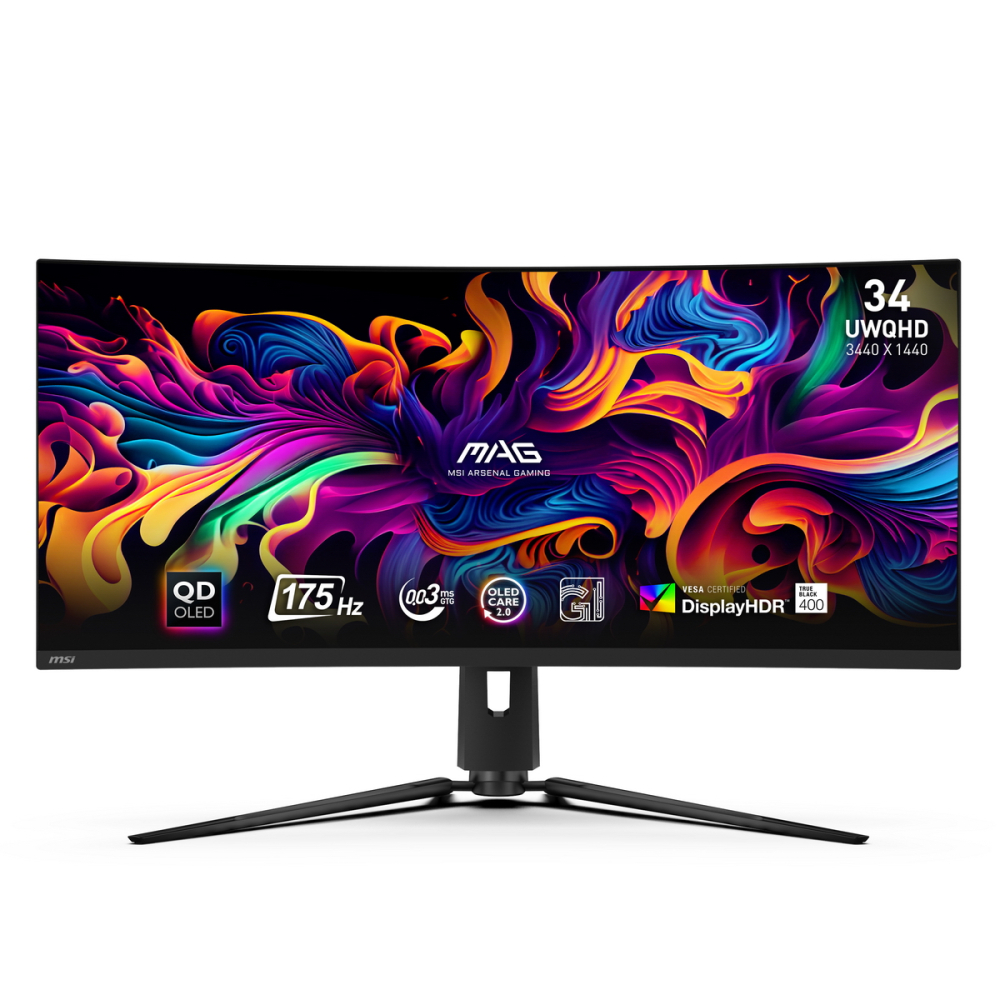 

Монитор 34.2" MSI MAG 341CQP QD-OLED, изогнутый, 3440x1440 (21:9), 250кд/м2, 175 Гц, 0.03 мс, 178°/178°, HDMI, DisplayPort, Thunderbolt, USB Type-C, USB-Hub, черный (9S6-3DD04T-010), 341CQP