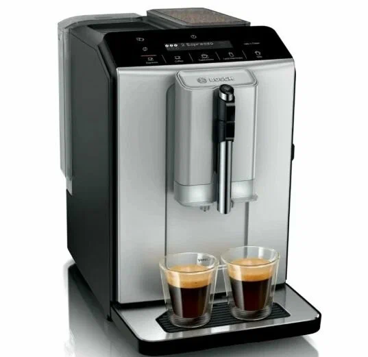 Кофемашина автоматическая Bosch TIE20301, молотый, 1.4 л, автоматический капучинатор, дисплей, серый, 1.3 кВт (TIE20301)
