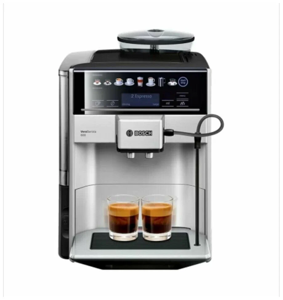 Кофемашина автоматическая Bosch Vero Barista 600 TIS65621RW, зерновой, 1.7 л, автоматический капучинатор, дисплей, серебристый, 1.5 кВт (TIS65621RW)