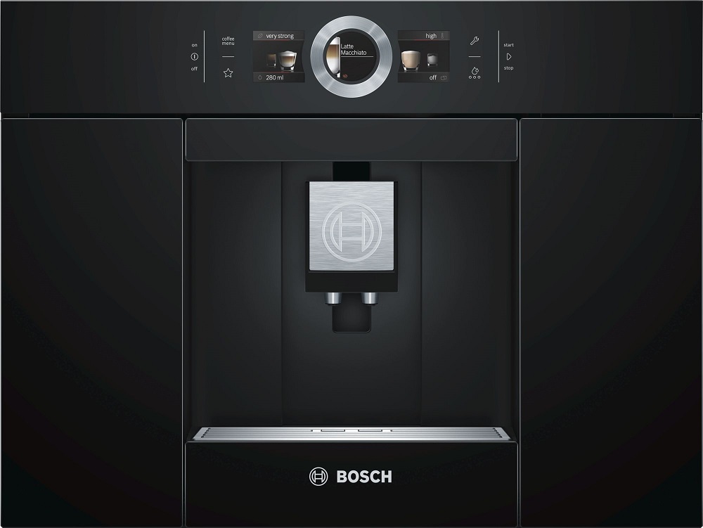 Кофемашина автоматическая Bosch Serie 8 CTL636EB6, зерновой / молотый, 2.4 л, автоматический капучинатор, керамические жернова, дисплей, управление со смартфона, черный, 1.6 кВт (CTL636EB6)