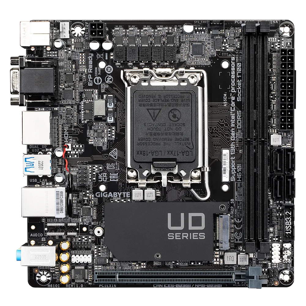Материнская плата GIGABYTE H610I, Socket1700, Intel H610, mini-ITX