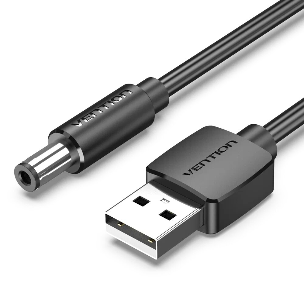 Кабель питания USB 2.0(Am)-DC Jack 5.5mm, 3А, 1.5 м, черный Vention CEYBG (CEYBG)