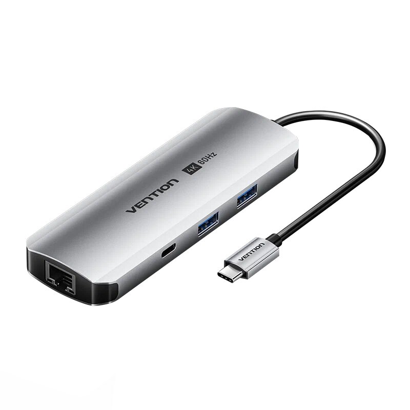

Концентратор Vention TQMHB, 2xUSB 3.0, 2 (1 для доп. питания)xUSB-C, серый + 1xHDMI 4K, 1xRJ-45 Ethernet, 1xSD-Card, 1xMicroSD, 1xAudio Output (TQMHB), TQMHB