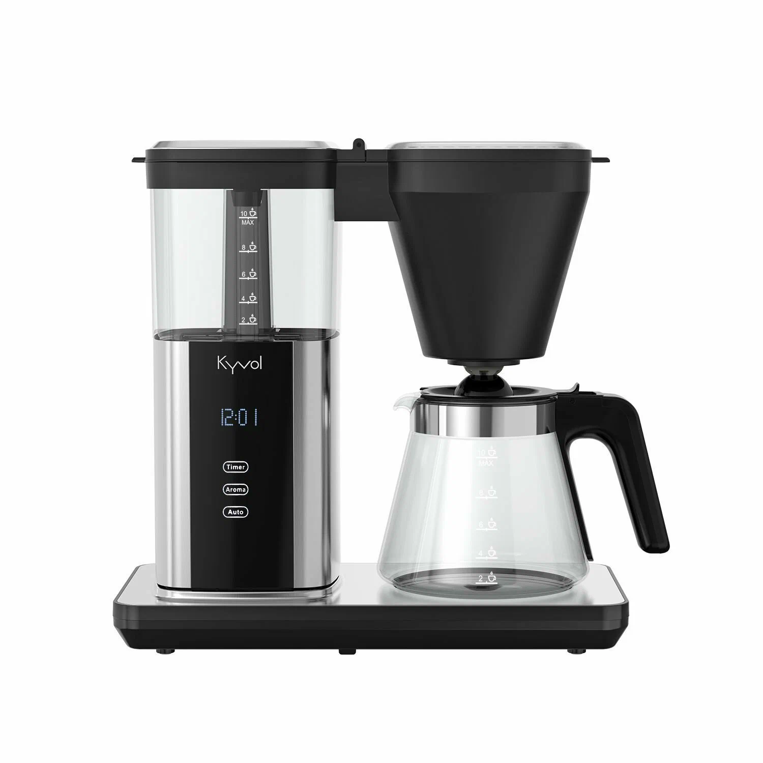 

Кофеварка капельная Kyvol Premium Drip Coffee Maker CM06, 1.55 кВт, кофе молотый, 1.25 л/1.25 л, дисплей, черный (CM-DM101A), Premium Drip Coffee Maker CM06