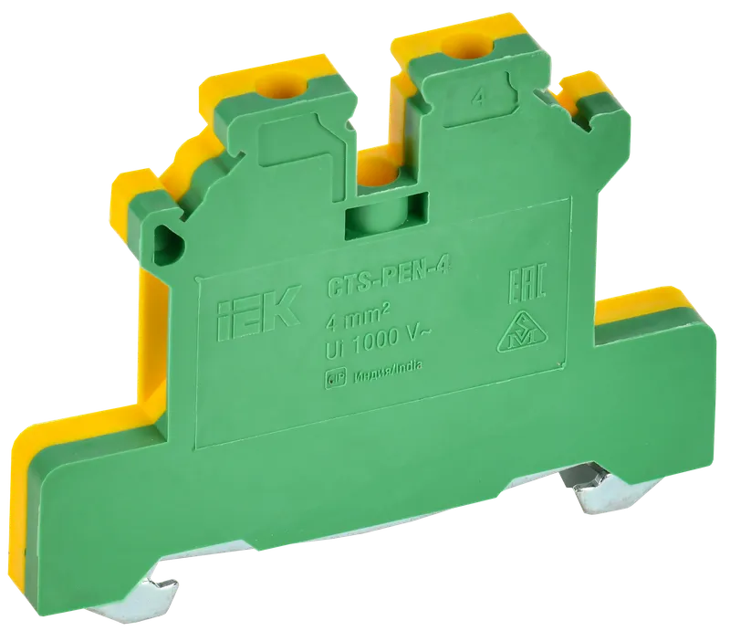 Клеммная колодка IEK CTS-PEN 2x0.2...4мм², зеленый/желтый, заземляющая (YCT11-00-K52-004)
