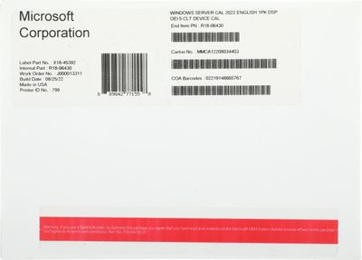 Лицензия Microsoft Microsoft Windows Server CAL 2022, English (R18-06430)