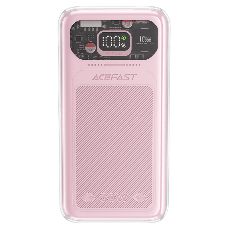 Портативный аккумулятор (Powerbank) Acefast M1-10000, 10 А·ч, 2xUSB, 3А, Type-C, QC, PD, розовый (AF-M1-CB)