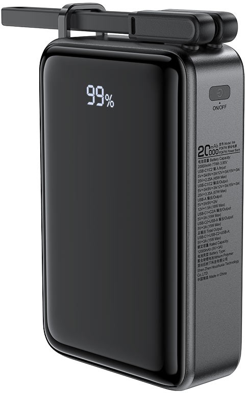

Портативный аккумулятор (Powerbank) Acefast M4, 20000 мА·ч, 3xUSB, 3А, Type-C, QC, PD, черный (AF-M4-BK), M4