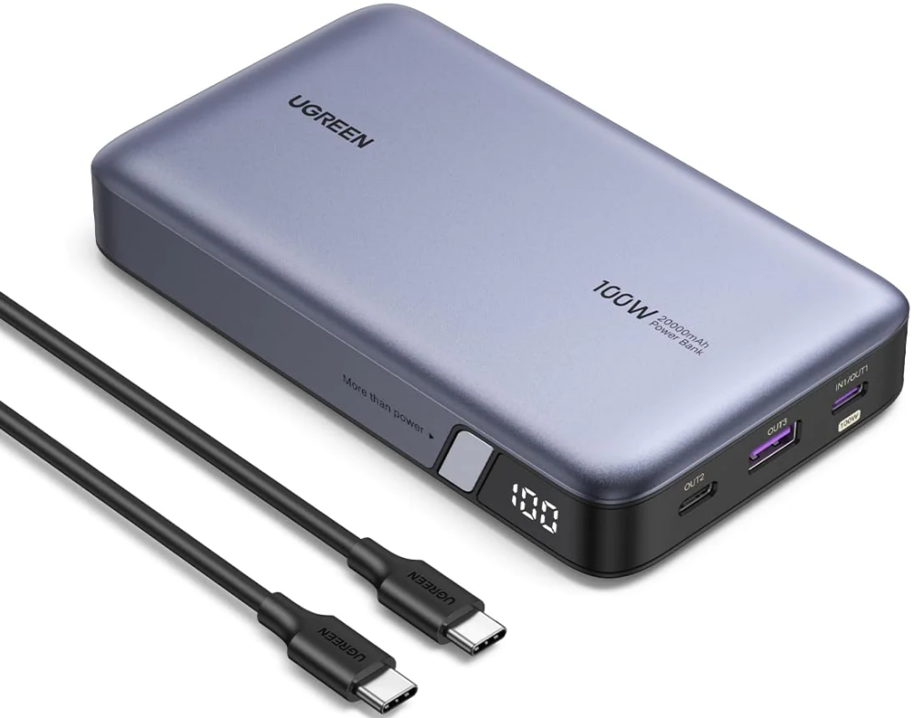 Портативный аккумулятор (Powerbank) UGREEN PB720, 20000 мА·ч, серый