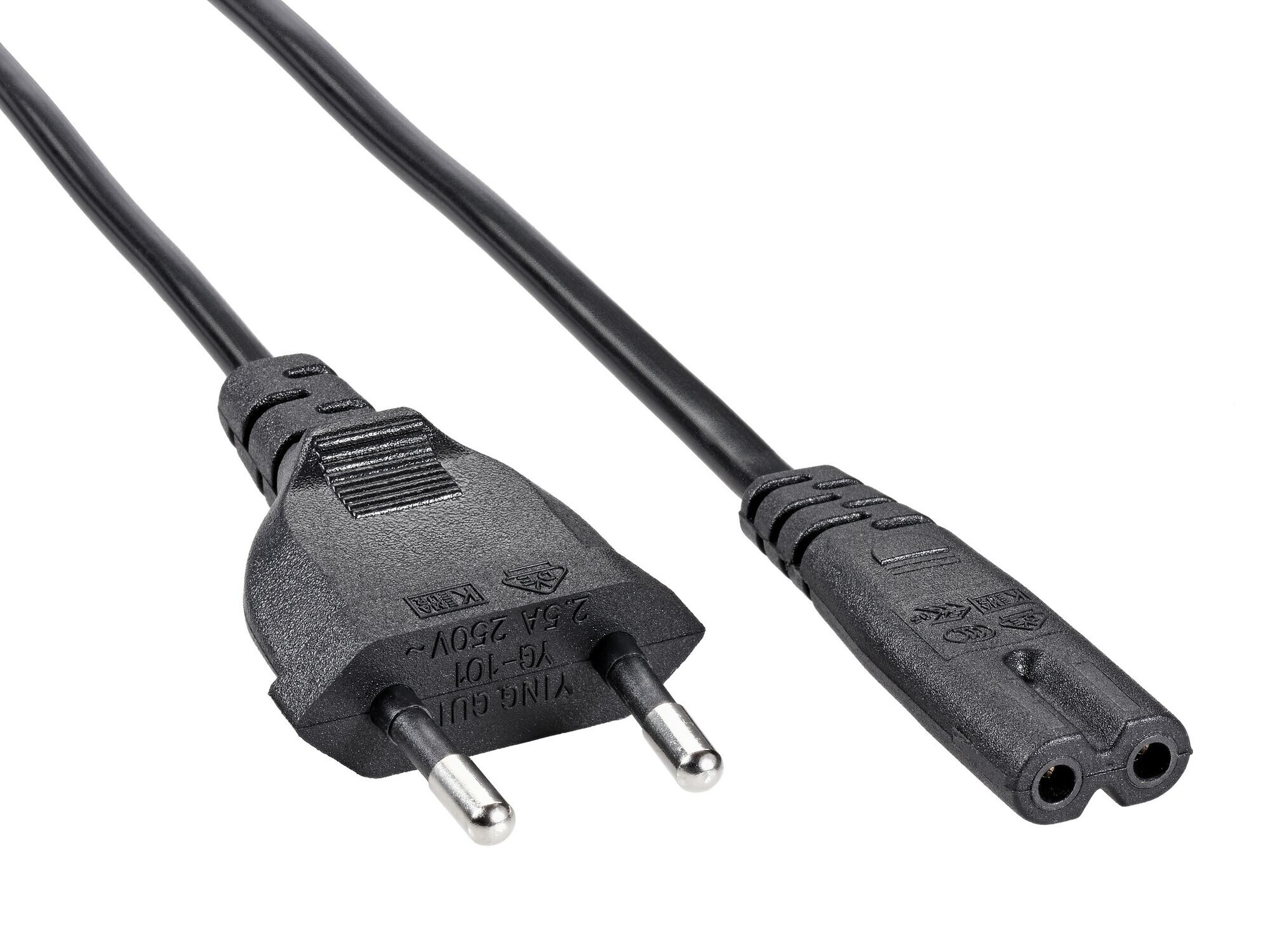 Кабель питания Europlug(M)-2-pin, 3 м, черный Telecom TE023-CU0.5-3M (TE023-CU0.5-3M)