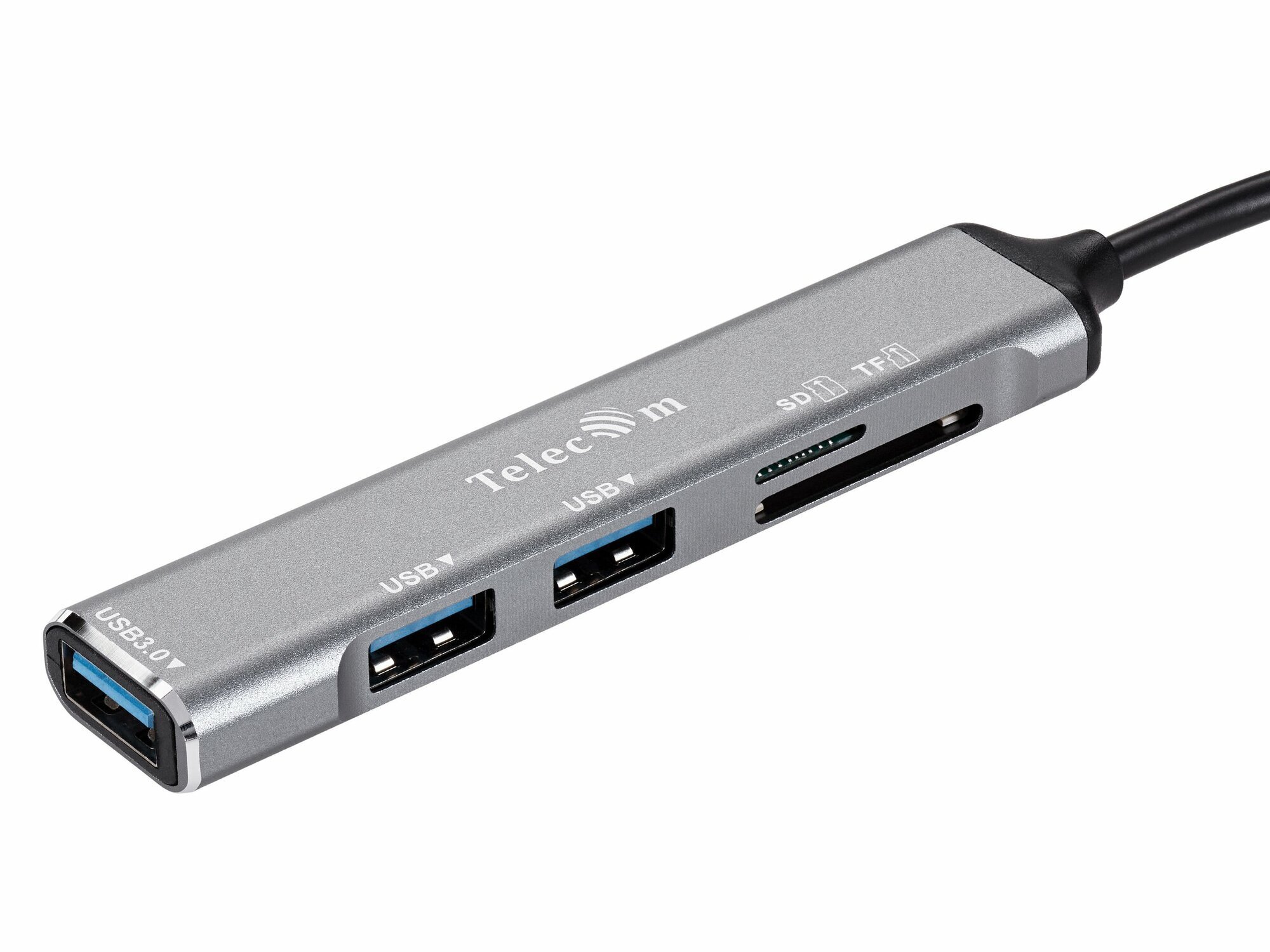 USB-концентратор Telecom TA309C, 2xUSB 2.0, 1xUSB 3.0, серебристый (TA309C)
