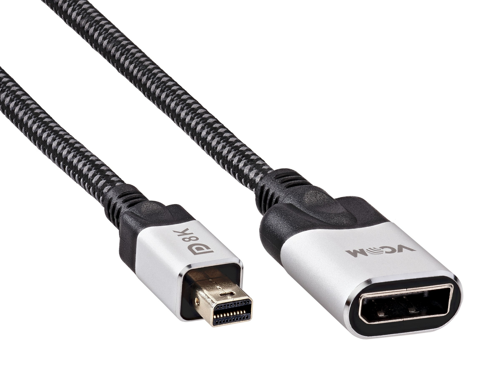 

Кабель-удлинитель Mini DisplayPort(M)-DisplayPort(F) v1.4 4K/8K, 50 см, черный/серебристый VCOM CG635F (CG635F-0.5), CG635F