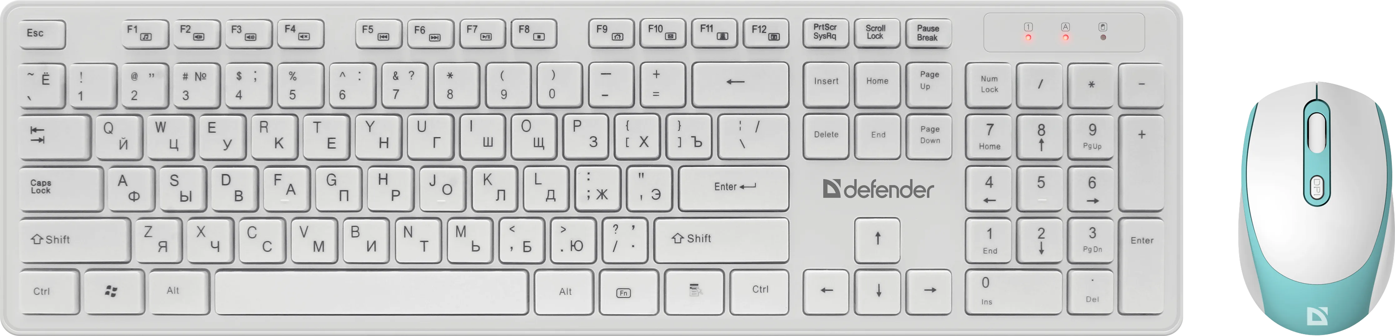 Клавиатура + мышь Defender Auckland C-987, беспроводная, USB, белый (45987)