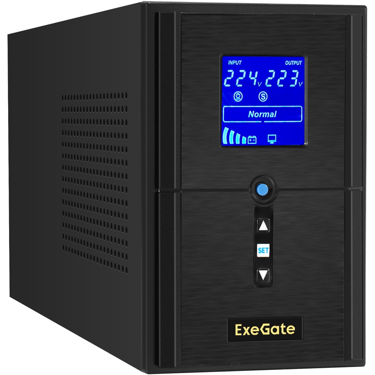 Инвертор ExeGate SineTower SZ-1500.LCD.AVR.2SH.1C13.USB, 1500 В·А, 1.2 кВт, EURO+IEC, розеток - 3, USB, черный (EX295988RUS) (без аккумуляторов)