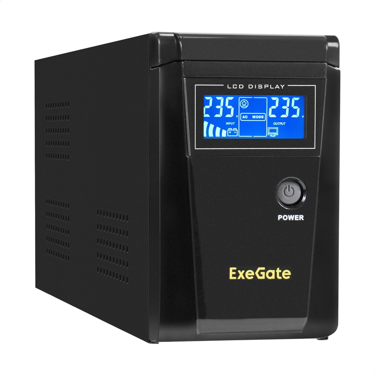 Инвертор ExeGate SineTower SZ-600.LCD.AVR.1SH, 600 VA, 360 Вт, EURO, розеток - 1, USB, черный (EX295986RUS) (без аккумуляторов)