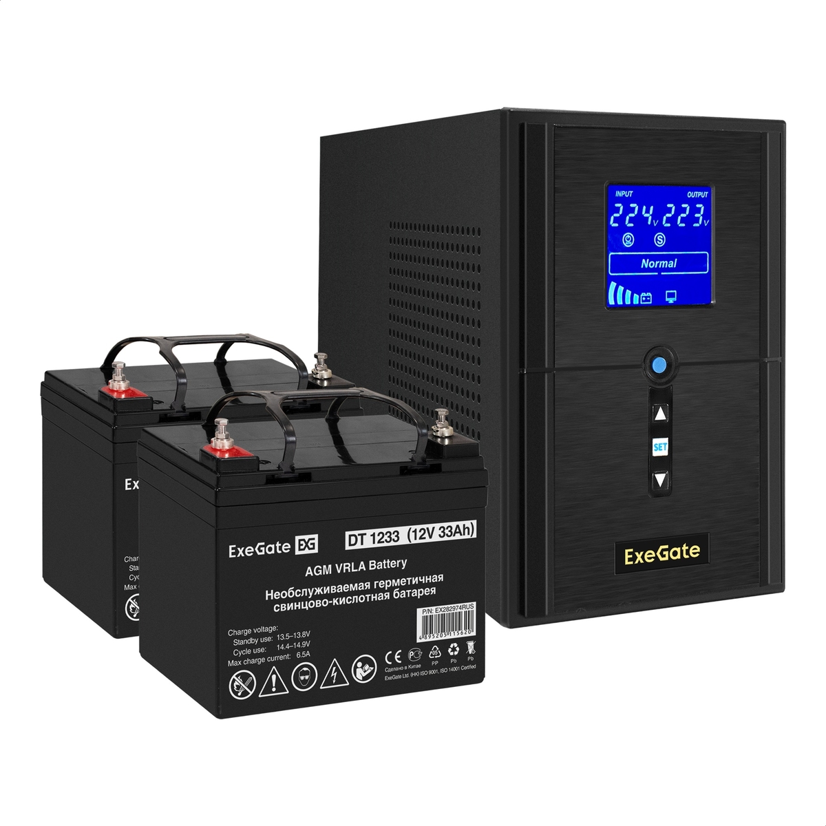 

Инвертор ExeGate SineTower SZ-1000/2 x DT 1233 (12В, 33Ач), 1000 В·А, 800 Вт, EURO+IEC, розеток - 3, USB, черный (EX296791RUS) (в комплекте внешний аккумулятор), SZ-1000/2 x DT 1233 (12В, 33Ач)