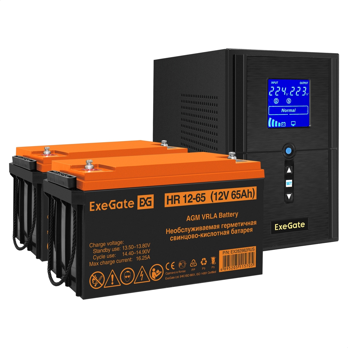 

Инвертор ExeGate SineTower SZ-1000/2 x HR 12-65 (12В, 65Ач), 1000 В·А, 800 Вт, EURO+IEC, розеток - 3, USB, черный (EX296799RUS) (в комплекте внешний аккумулятор), SZ-1000/2 x HR 12-65 (12В, 65Ач)
