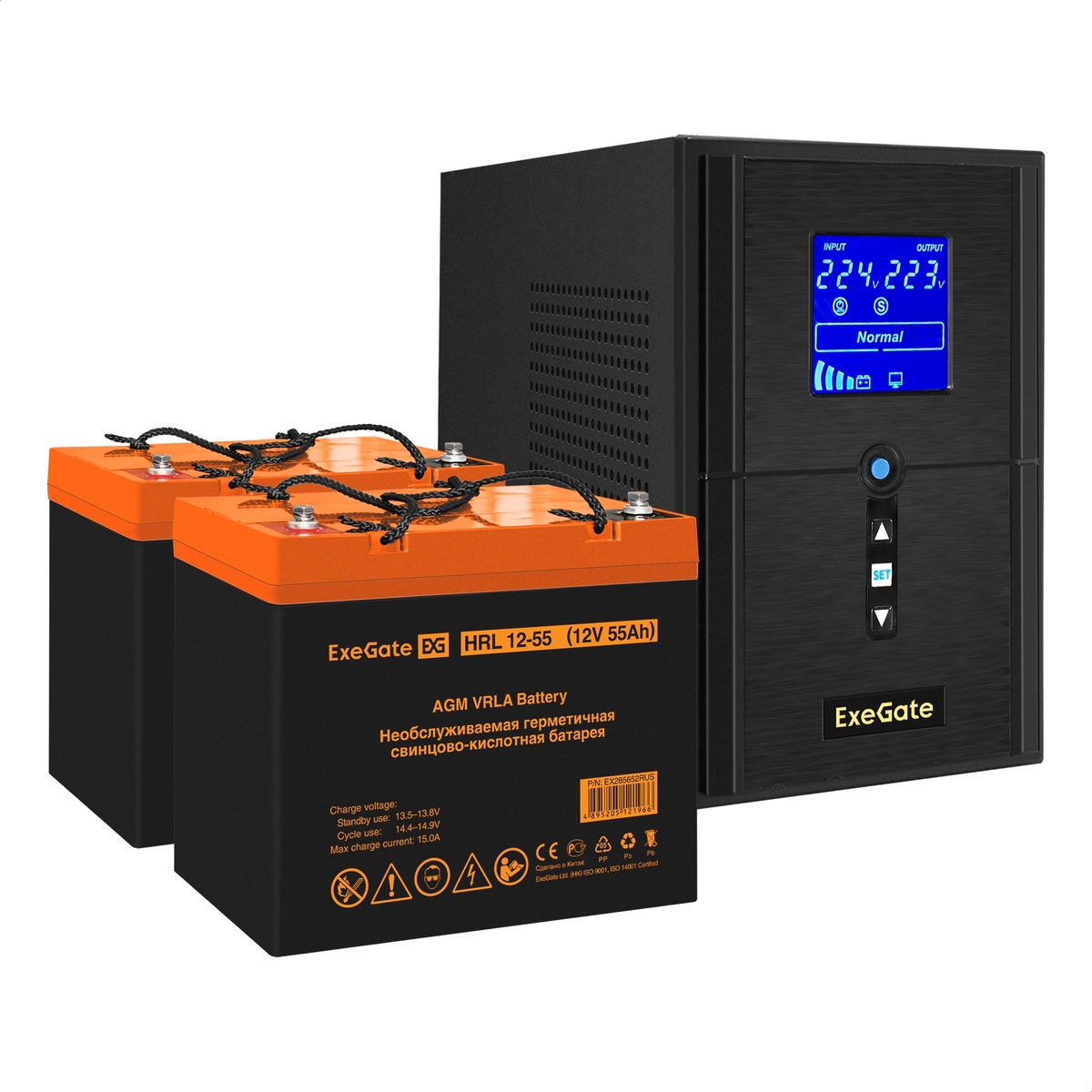 

Инвертор ExeGate SineTower SZ-1000/2 x HRL 12-55 (12В, 55Ач), 1000 В·А, 800 Вт, EURO+IEC, розеток - 3, USB, черный (EX296797RUS) (в комплекте внешний аккумулятор), SZ-1000/2 x HRL 12-55 (12В, 55Ач)