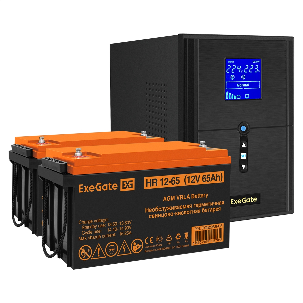 

Инвертор ExeGate SineTower SZ-2000/2 x HR 12-65 (12В, 65Ач), 2000 В·А, 1.6 кВт, EURO+IEC, розеток - 4, USB, черный (EX296845RUS) (в комплекте внешний аккумулятор), SZ-2000/2 x HR 12-65 (12В, 65Ач)