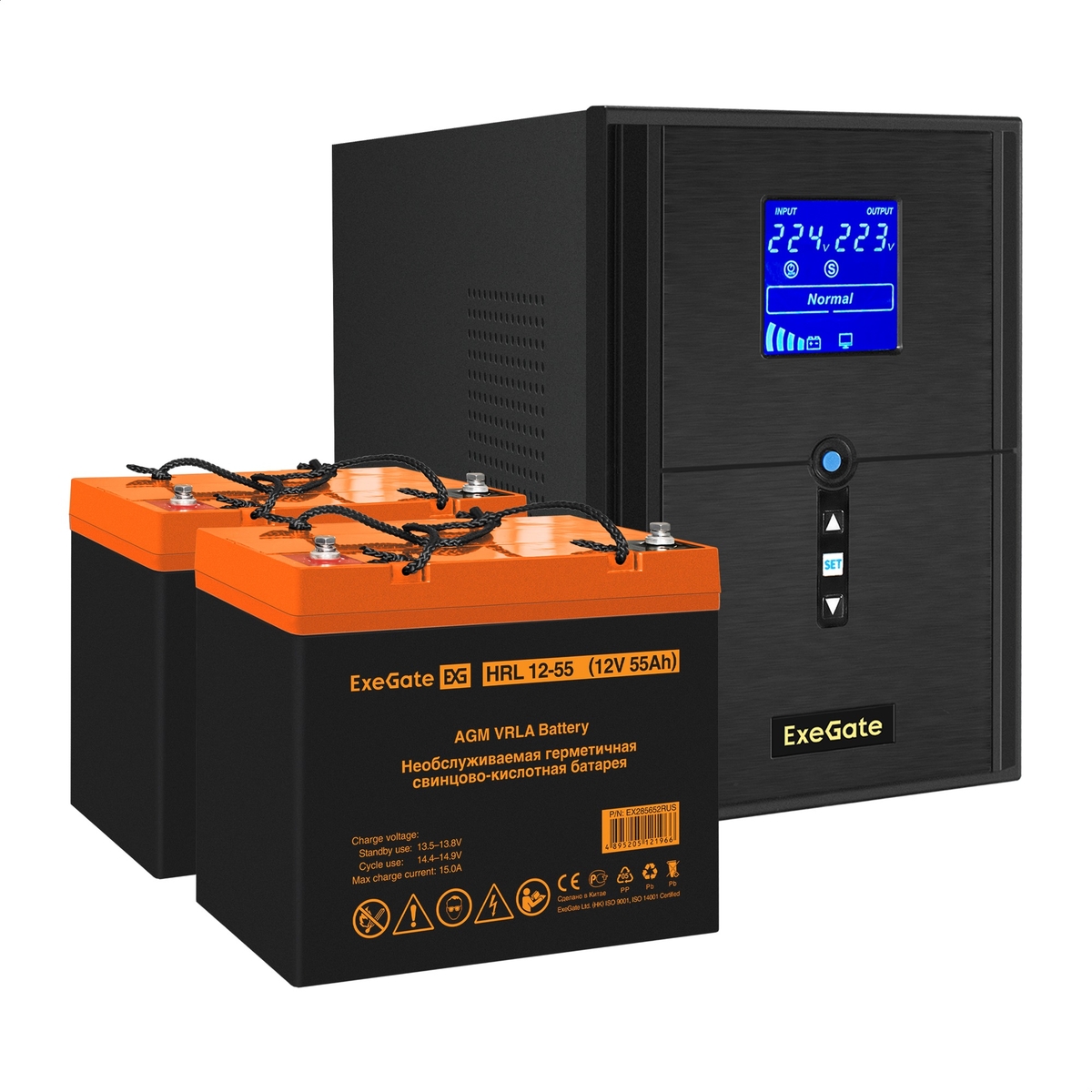 

Инвертор ExeGate SineTower SZ-2000/2 x HRL 12-55 (12В, 55Ач), 2000 В·А, 1.6 кВт, EURO+IEC, розеток - 4, USB, черный (EX296843RUS) (в комплекте внешний аккумулятор), SZ-2000/2 x HRL 12-55 (12В, 55Ач)