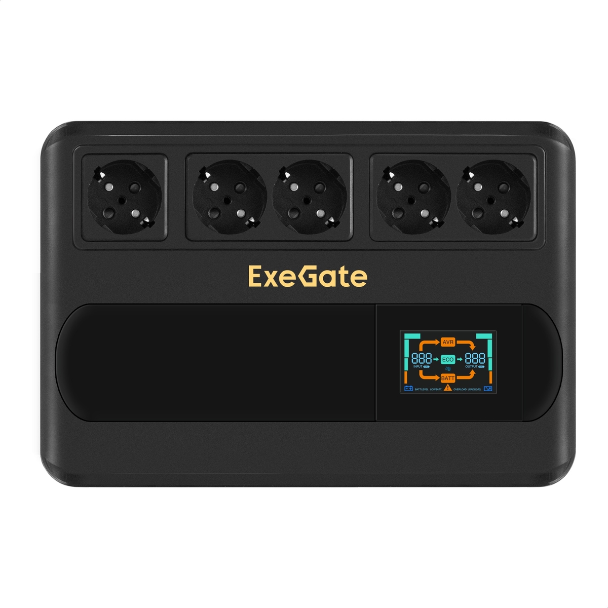 

Инвертор ExeGate NEO SMART BU-800.LCD.AVR.5SH, 800 VA, 480 Вт, EURO, розеток - 5, черный (EX295685RUS), BU-800.LCD.AVR.5SH