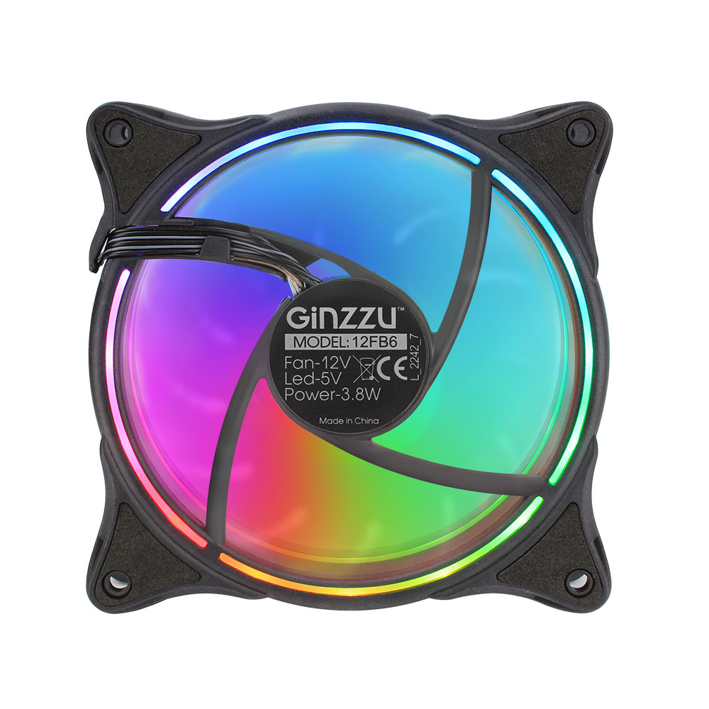 

Вентилятор Ginzzu 12FB6, 120 мм, 1000rpm, 24 дБ, 6-pin, 1шт, черный, RGB - работает только с контроллером Ginzzu CRC10 или CRC11 (12FB6), 12FB6