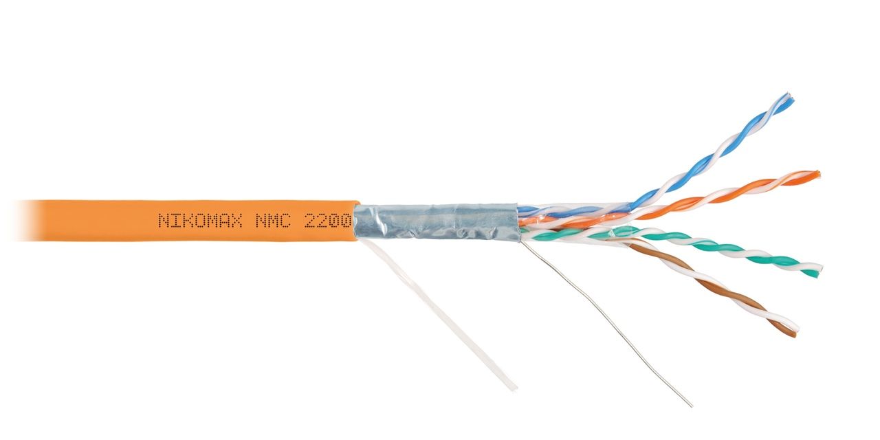 Витая пара FTP кат.5e, 4 пары, CU, 0.5 мм, 305м., внутренний, одножильный, нг(А)-HF, оранжевый, NIKOMAX (NMC 2200C-OR)