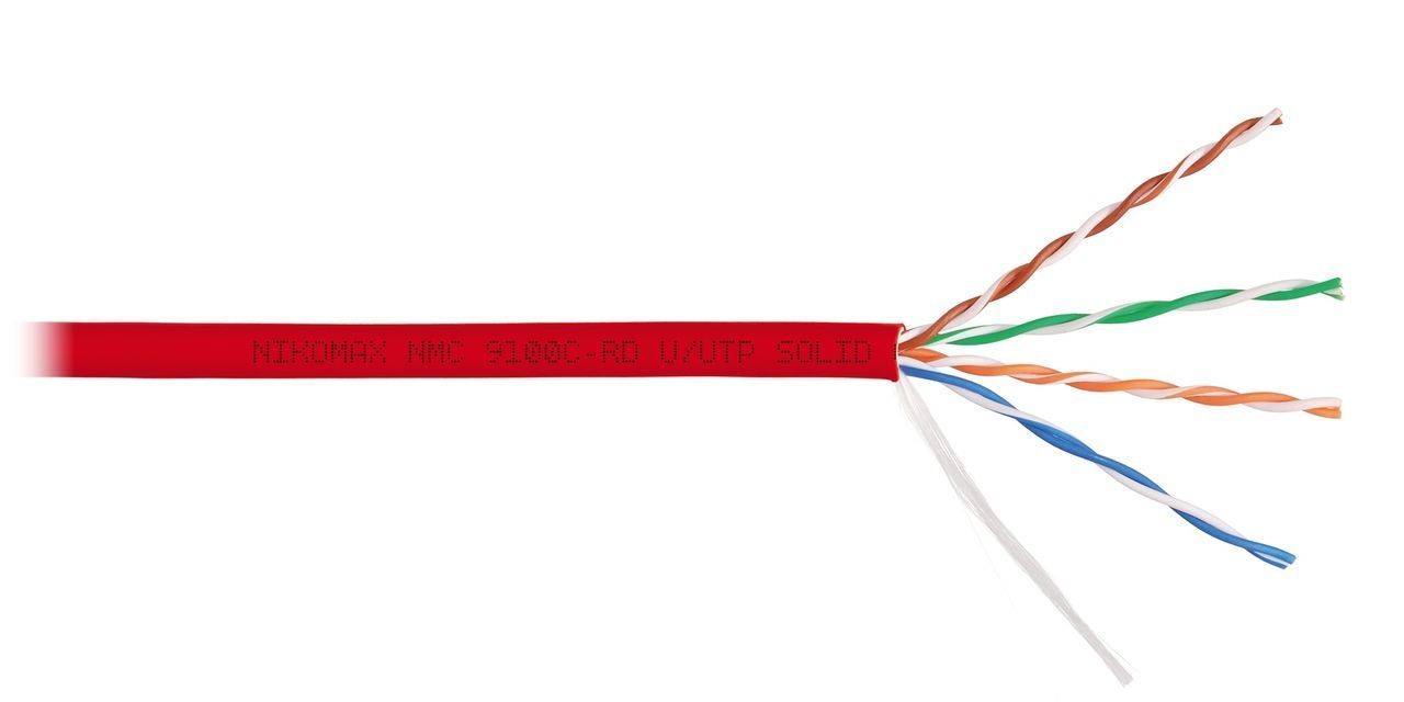 Витая пара UTP кат.5e, 4 пары, CU, 0.52 мм, 305, внутренний, одножильный, нг(А)-HF, красный, NIKOMAX (NMC 9100C-RD)