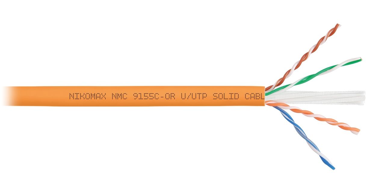 Витая пара UTP кат.6a, 4 пары, CU, 0.57 мм, 500м., внутренний, одножильный, нг(А)-HF, оранжевый, NIKOMAX (NMC 9155C-OR)