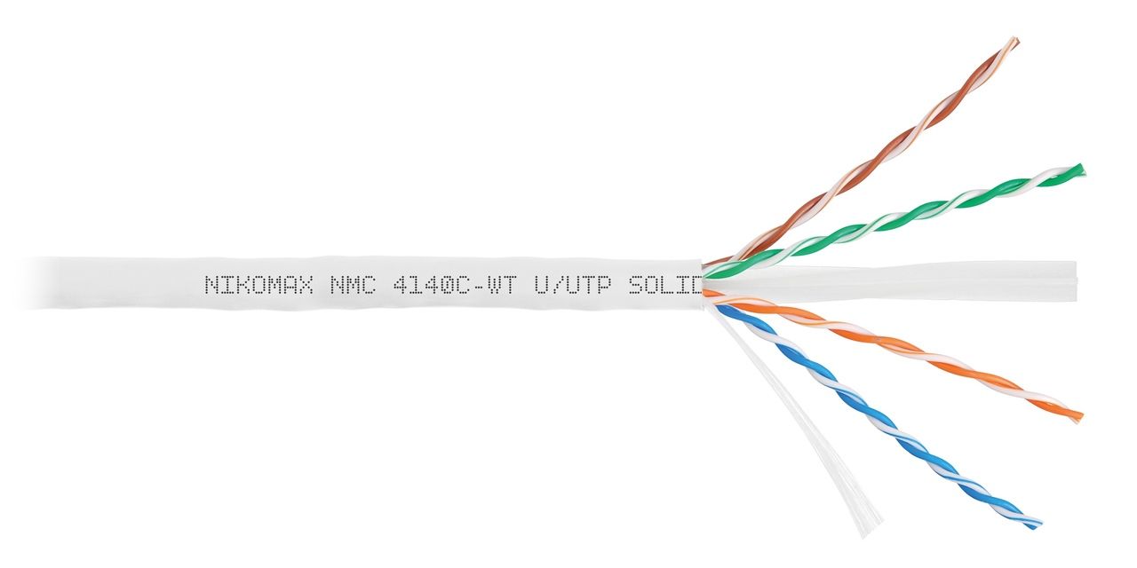 Витая пара UTP кат.6, 4 пары, CU, 0.55 мм, 305м., внутренний, одножильный, нг(А)-HF, белый, NIKOMAX (NMC 4140C-WT)