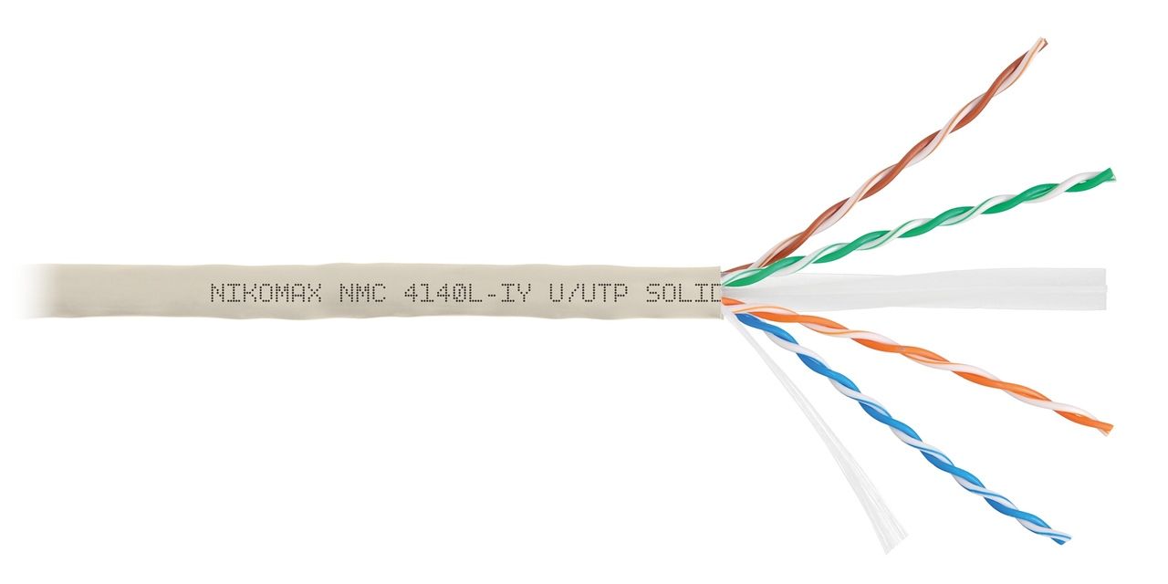 

Витая пара UTP кат.6, 4 пары, CU, 0.55 мм, 305м., внутренний, одножильный, нг(A)-LSLTx, светло-серый, NIKOMAX (NMC 4140L-IY)