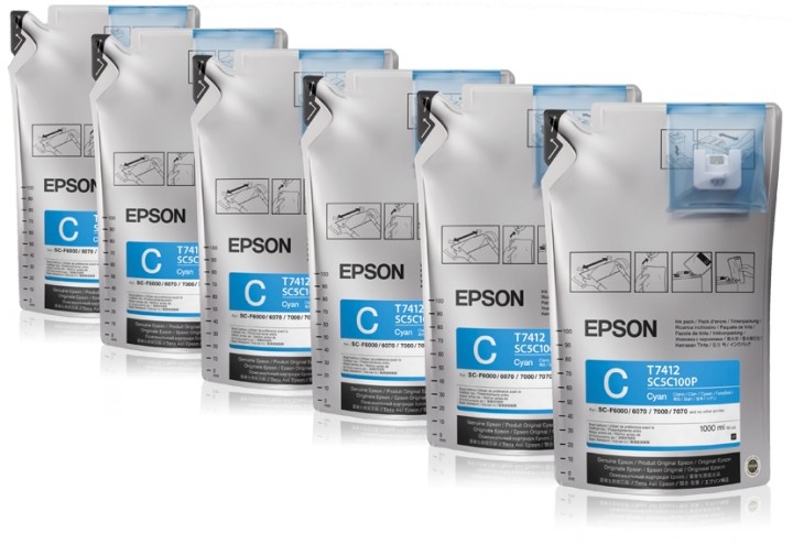 

Чернила Epson T773240, 6шт. x 1л, голубой, оригинальные, для Epson SC-B6000 / B7000, T773240