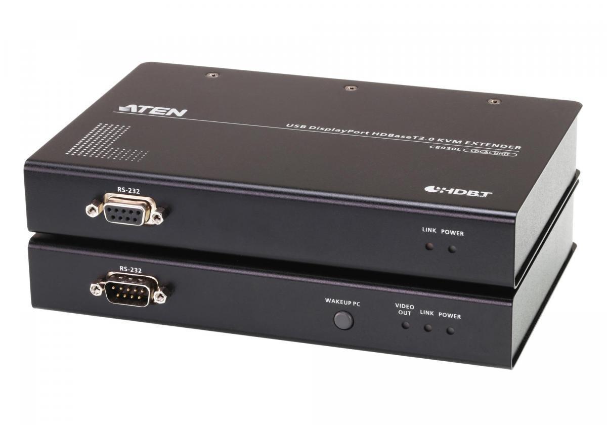 KVM-удлинитель ATEN CE920-ATA-G, 1xDisplayPort-1xDisplayPort, 3840x2160, по витой паре до 100 м, HDBaseT 2.0, USB 2.0, Поддержка RS-232 (CE920-ATA-G)