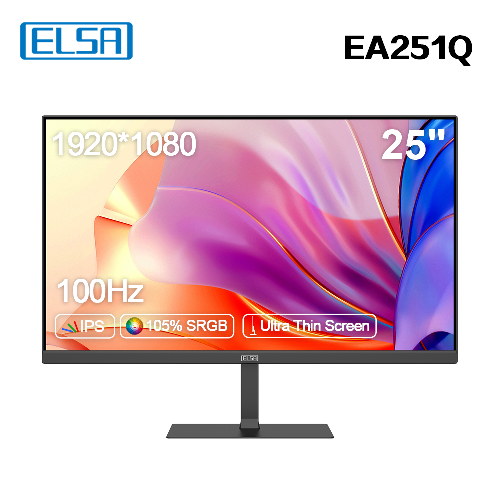

Монитор 25" ELSA EA251Q IPS, 1920x1080 (16:9), 220кд/м2, 100 Гц, 7 мс, 178°/178°, HDMI, USB Type-C, черный (EA251Q), EA251Q