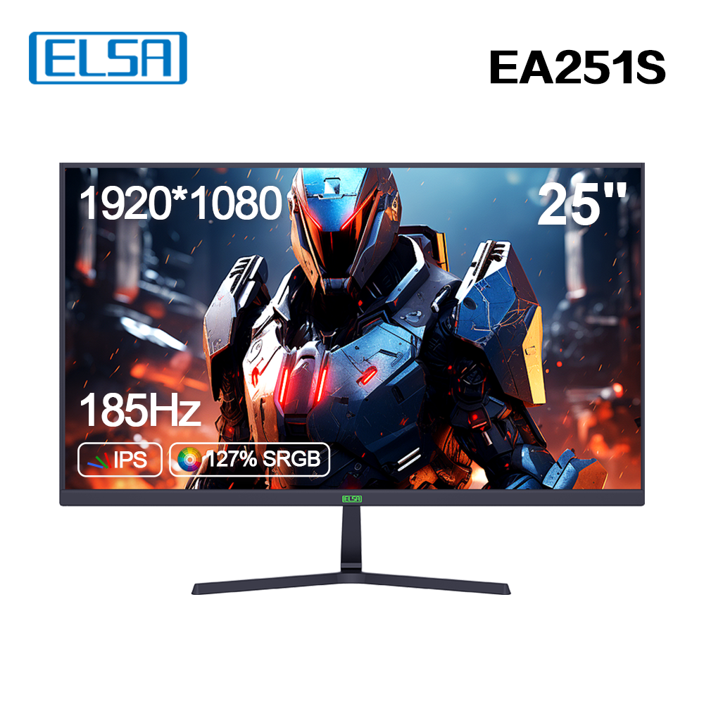 

Монитор 25" ELSA EA251S IPS, 1920x1080 (16:9), 300кд/м2, 185 Гц, HDMI, DisplayPort, черный (EA251S), EA251S