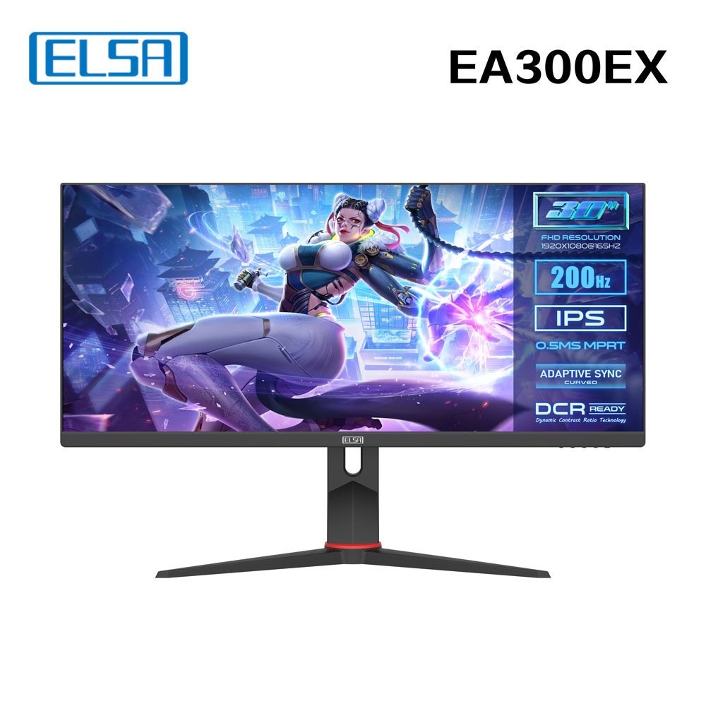 

Монитор 30" ELSA EA300EX IPS, 2560x1080 (21:9), 300кд/м2, 200 Гц, 0.5 мс, HDMI, DisplayPort, черный (EA300EX), EA300EX