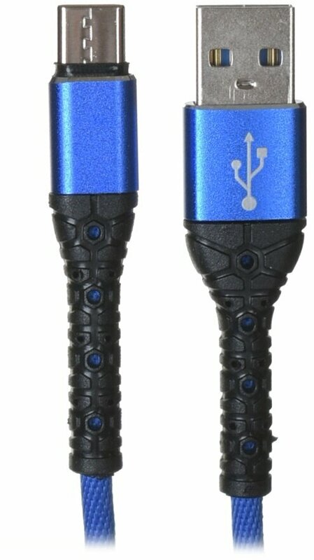 

Кабель USB-USB Type-C, быстрая зарядка, 3А, 1 м, черный/синий, Red Line (УТ000034239)