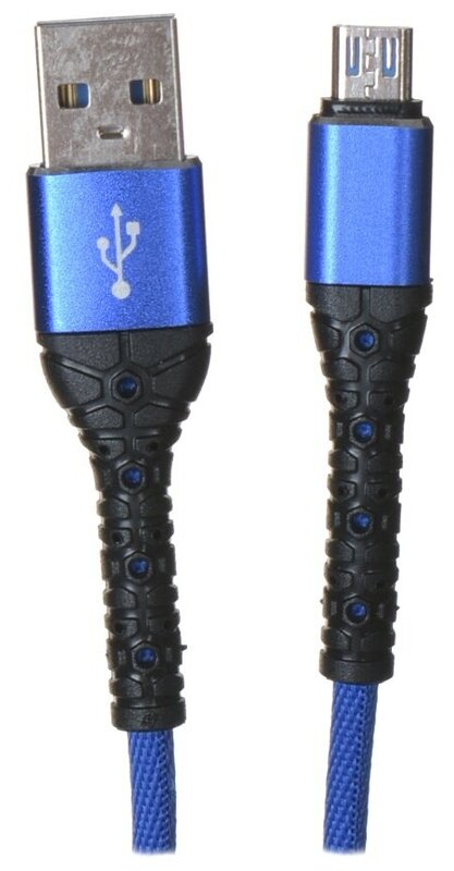 

Кабель USB-Micro USB, быстрая зарядка, 3А, 1 м, черный/синий, Red Line (УТ000034237)
