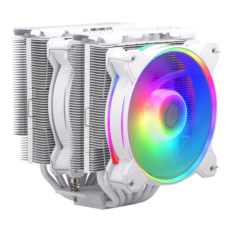 Кулер для процессора COOLERMASTER Hyper 622 Halo White для Socket/115x/1200/1700/1851/AM4/AM5, 120 мм, 2050rpm, 27 дБА, 240 Вт, 4-pin PWM, Al+Cu, ARGB (RR-D6WW-20PA-R1)