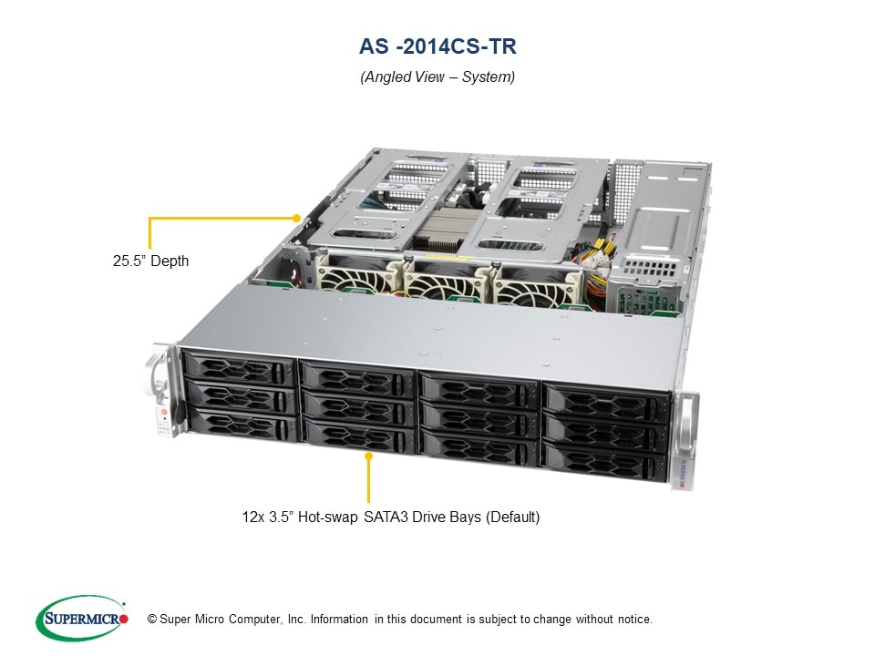 Серверная платформа SuperMicro 2014CS-TR, 1xSocket SP3, 16xDDR4, 12x2.5/3.5 HDD HS, 2xM.2-PCI-E, No LAN, IPMI, Redundant 2x920 Вт, 2U (AS-2014CS-TR) - фото 1