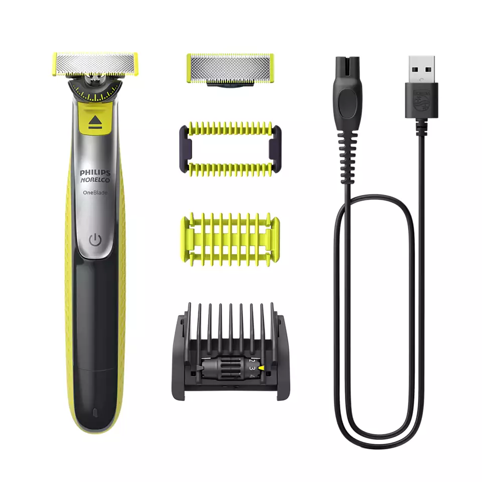 

Триммер Philips OneBlade QP2834/70, насадок 4, салатовый/угольно-серый (QP2834/70), QP2834/70