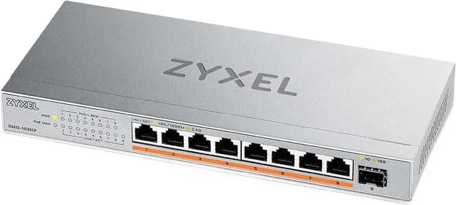 

Коммутатор ZYXEL XMG-108HP, управляемый, кол-во портов: 8x2.5 Гбит/с, кол-во SFP/uplink: SFP+ 1x10 Гбит/с, PoE: 8x60 Вт (макс. 100 Вт) (XMG-108HP-EU0101F), XMG-108HP