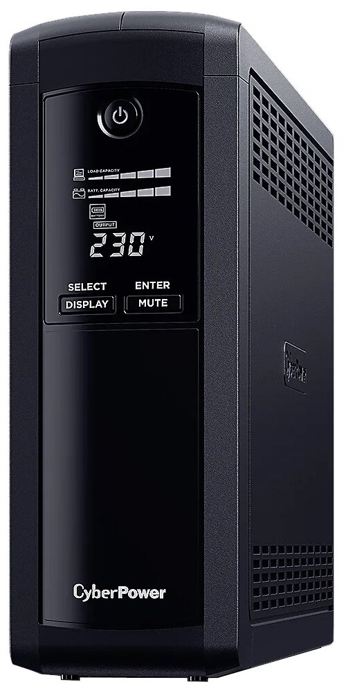 ИБП CyberPower Value Pro VP1200ELCD, 1200 В·А, 720 Вт, EURO, розеток - 5, USB, черный (VP1200ELCD), трещина на пластике возле задней панели, полный комплект